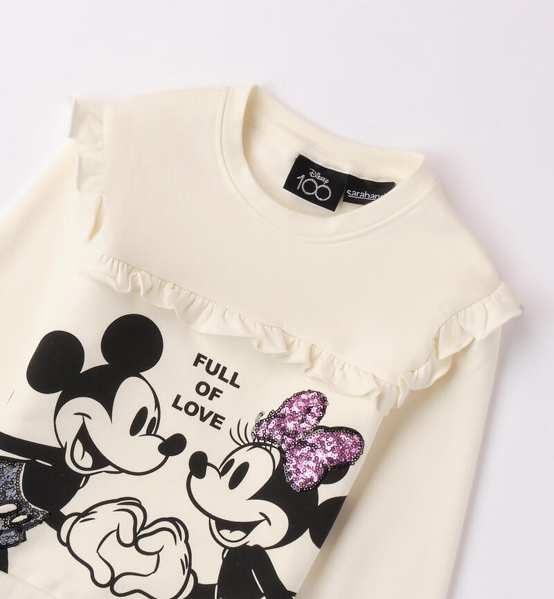 Sarabanda Minnie and Mickey Mouse sweatshirt for girls from 3 to 8 years MILK-0111