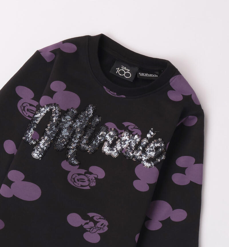 Sarabanda black Minnie sweatshirt for girls from 3 to 8 years NERO-LILLA-6ADD