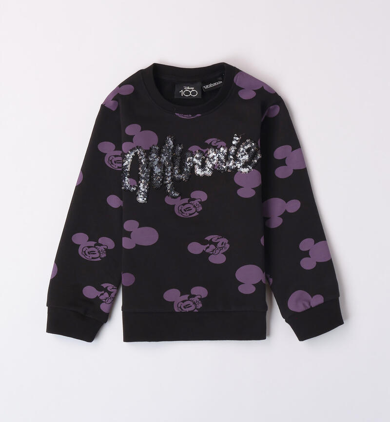 Sarabanda black Minnie sweatshirt for girls from 3 to 8 years NERO-LILLA-6ADD