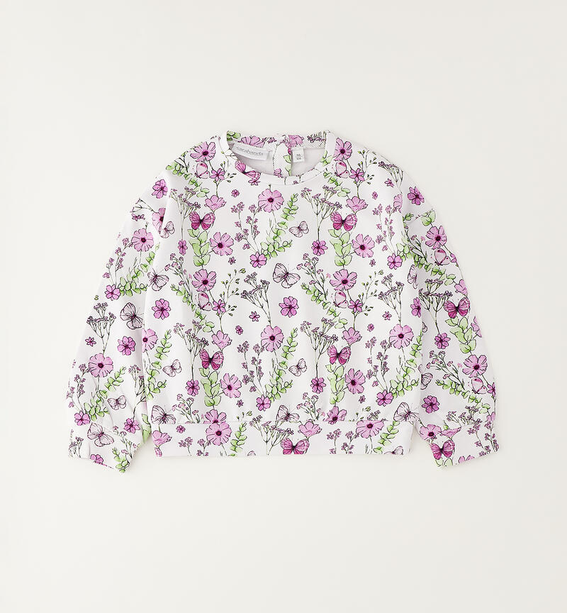 Crewneck sweatshirt for girls BIANCO-LILLA-6CAE