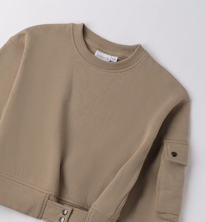 Sweatshirt for girls OLIVE GREEN-5437