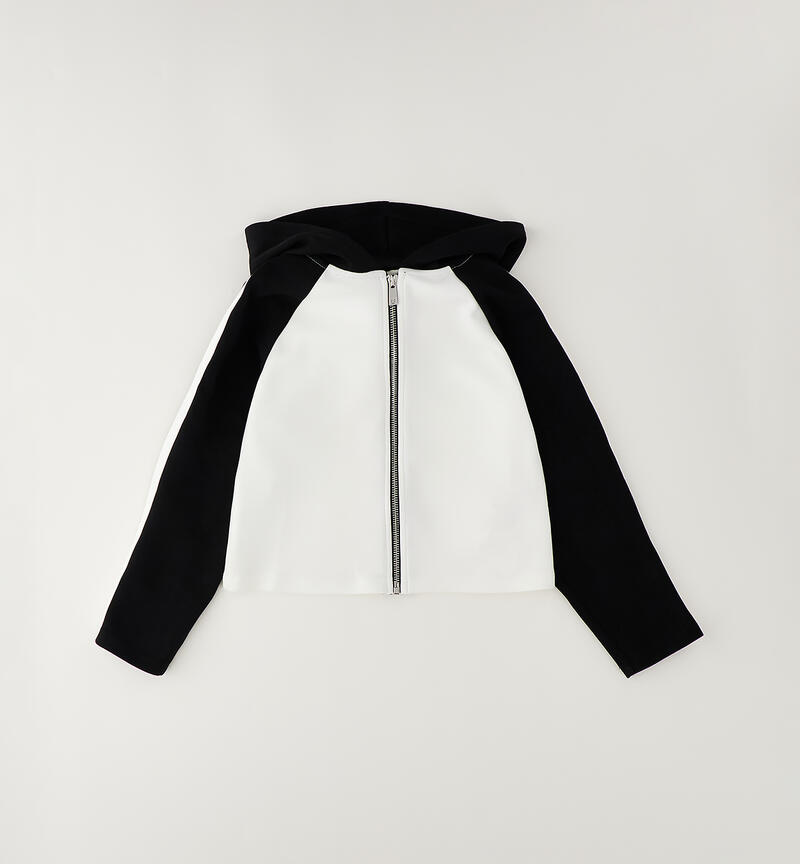 Felpa ragazza bicolor NERO-0658