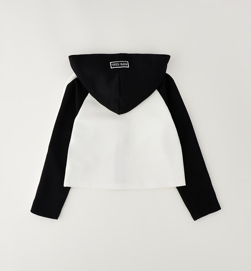 Felpa ragazza bicolor NERO-0658