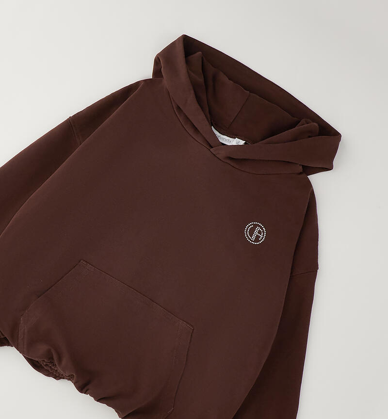 Felpa ragazza con cappuccio BROWN-1244