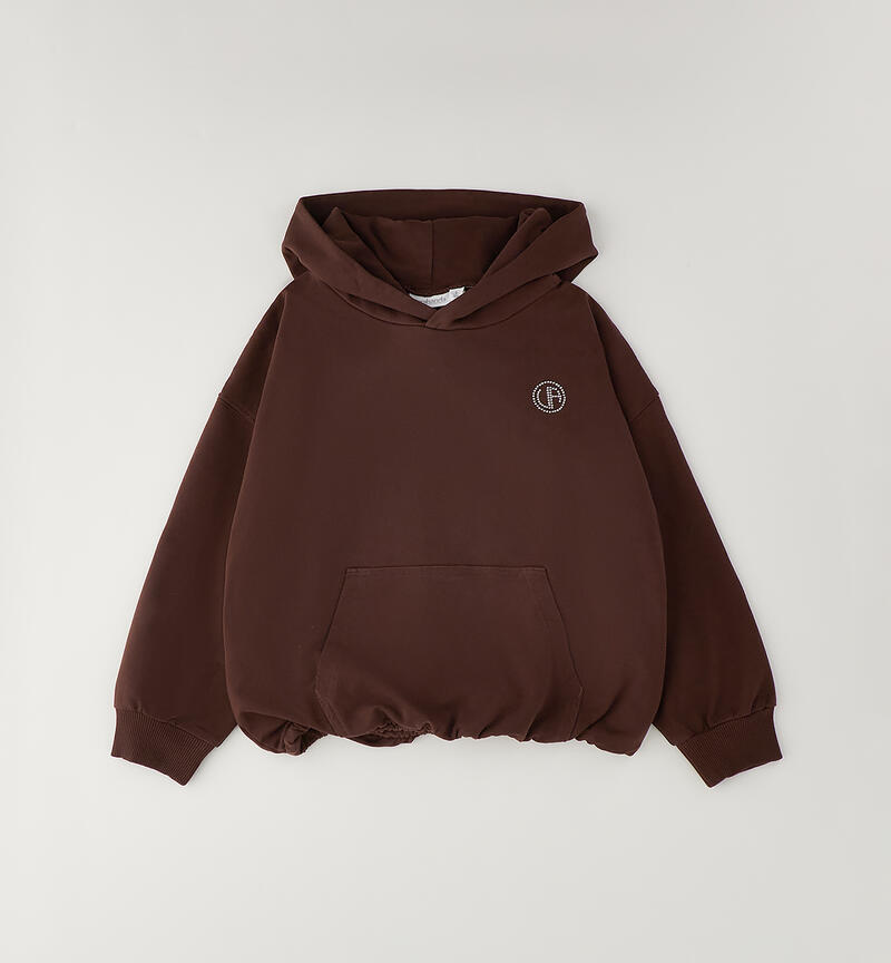 Felpa ragazza con cappuccio BROWN-1244