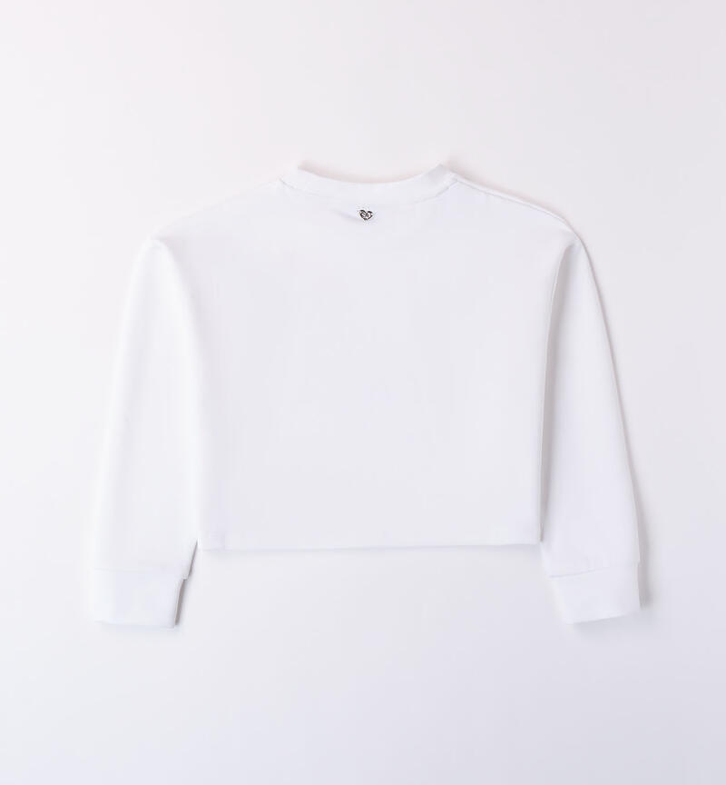 Girls' sweatshirt with pockets BIANCO-0113