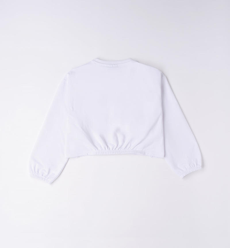 Sarabanda heart design sweatshirt for girls from 3 to 16 years BIANCO-0113