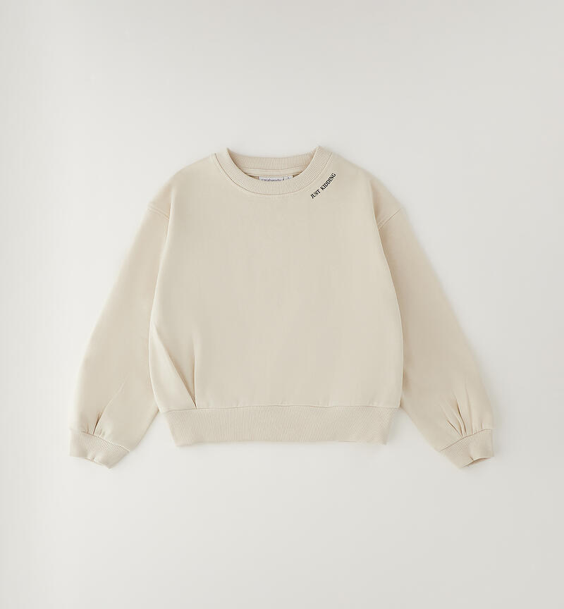 Felpa ragazza in cotone BEIGE-0151
