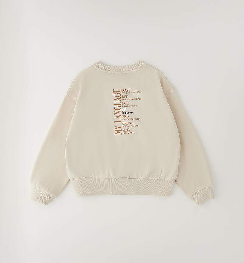 Felpa ragazza in cotone BEIGE-0151