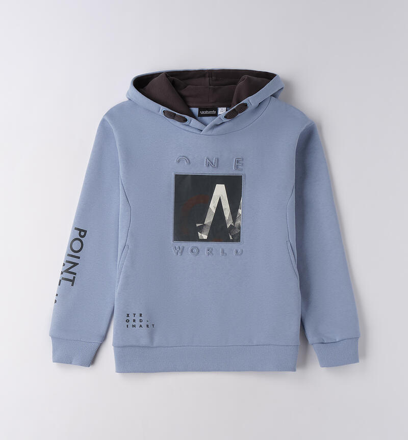 Felpa ragazzo con cappuccio AZZURRO-3814