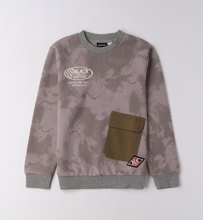 Sweatshirt for boys with pocket GRIGIO-GRIGIO-6BUF