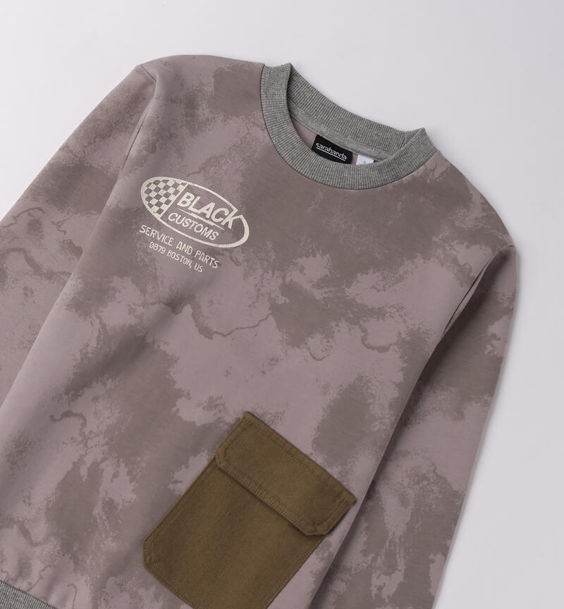 Sweatshirt for boys with pocket GRIGIO-GRIGIO-6BUF