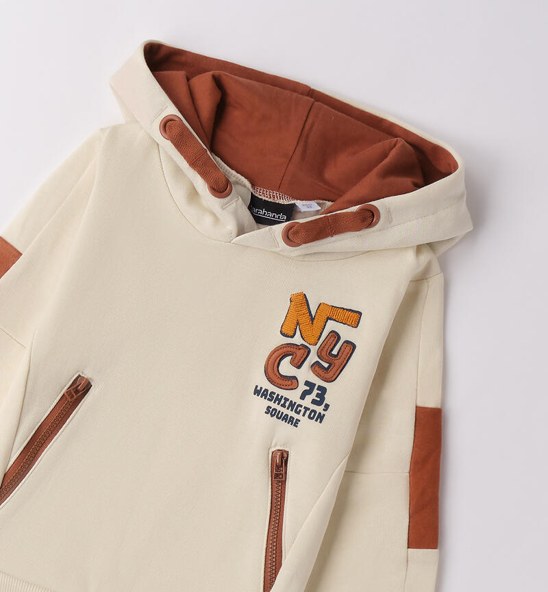 Felpa zip bambino ECRU-0124
