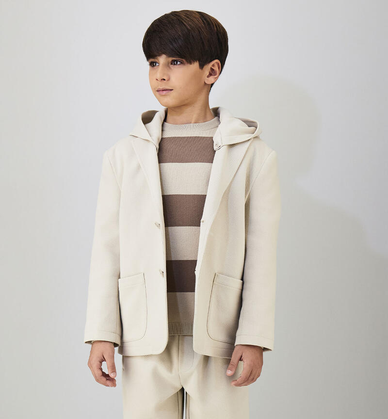 Boy's hooded jacket BEIGE-0435