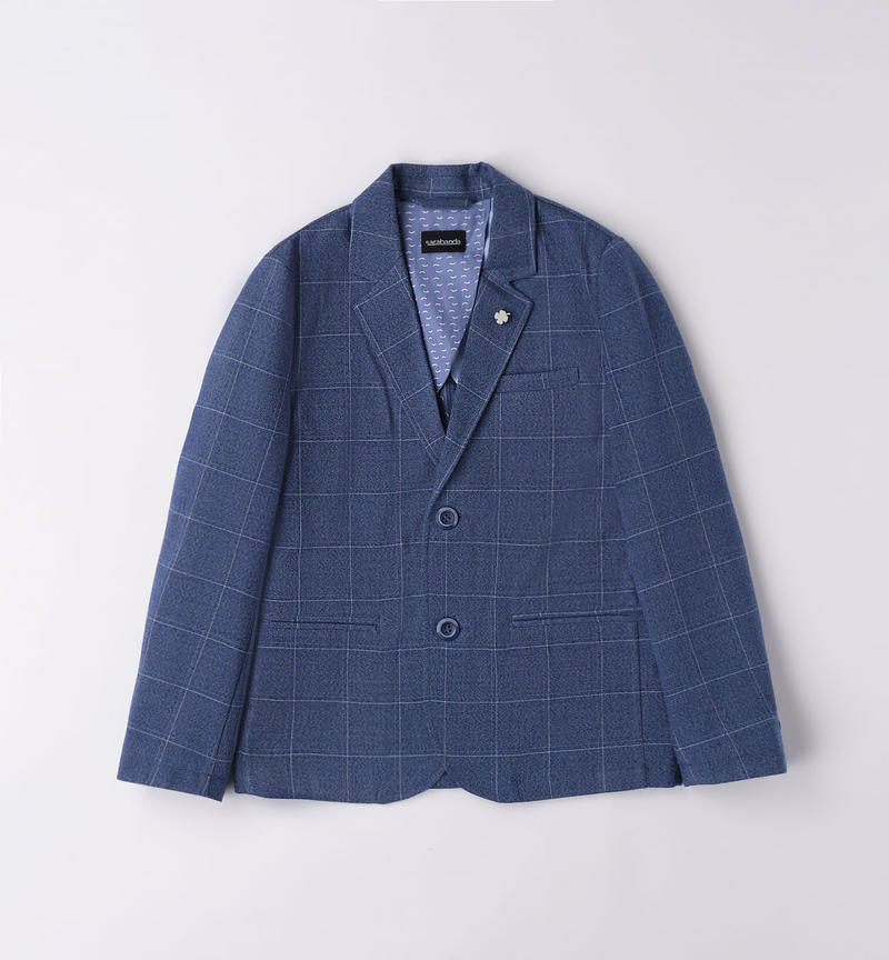 Sarabanda elegant checked jacket for boys from 8 to 16 years NAVY-3557