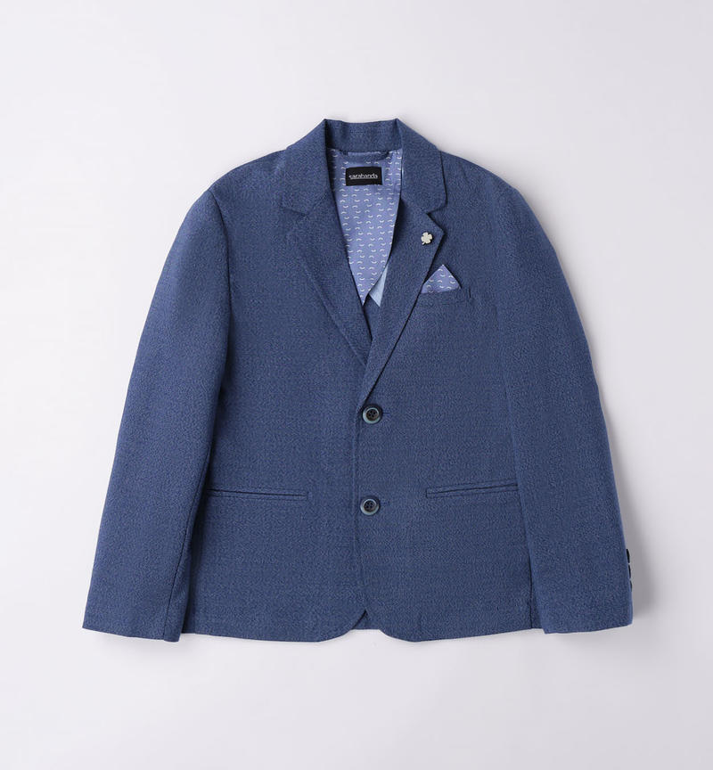 Sarabanda elegant jacket with pin for boys from 8 to 16 years NAVY-3557