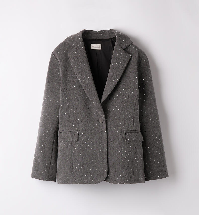 Giacca elegante ragazza GRIGIO MELANGE SCURO-8994