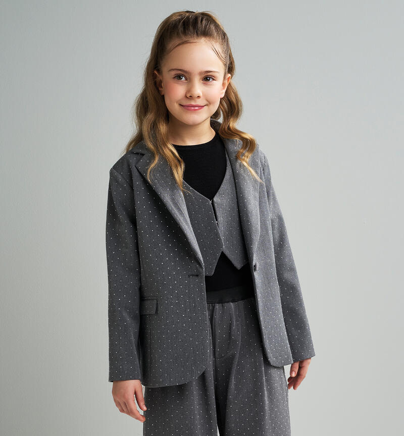 Elegant jacket for girls GRIGIO MELANGE SCURO-8994