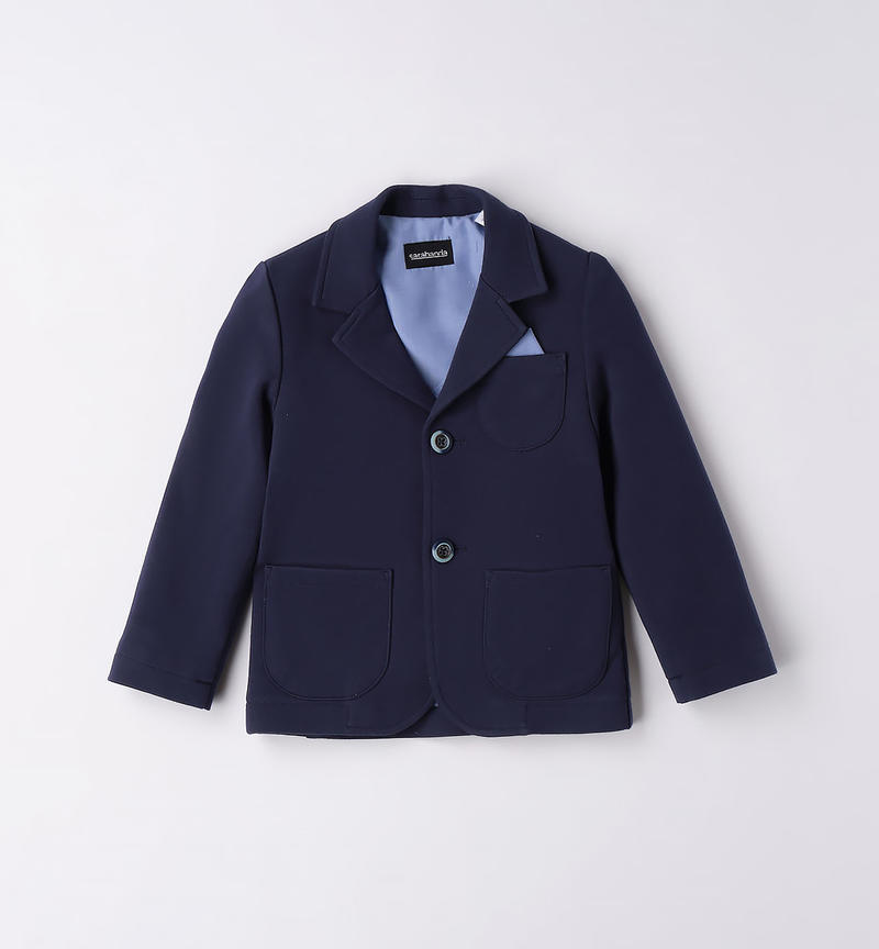 Sarabanda fleece jacket with a pocket square for boys from 9 months to 8 years NAVY-3854