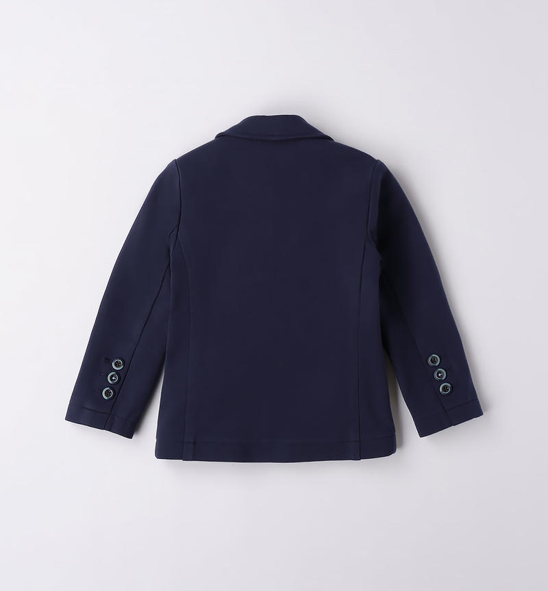 Sarabanda fleece jacket with a pocket square for boys from 9 months to 8 years NAVY-3854