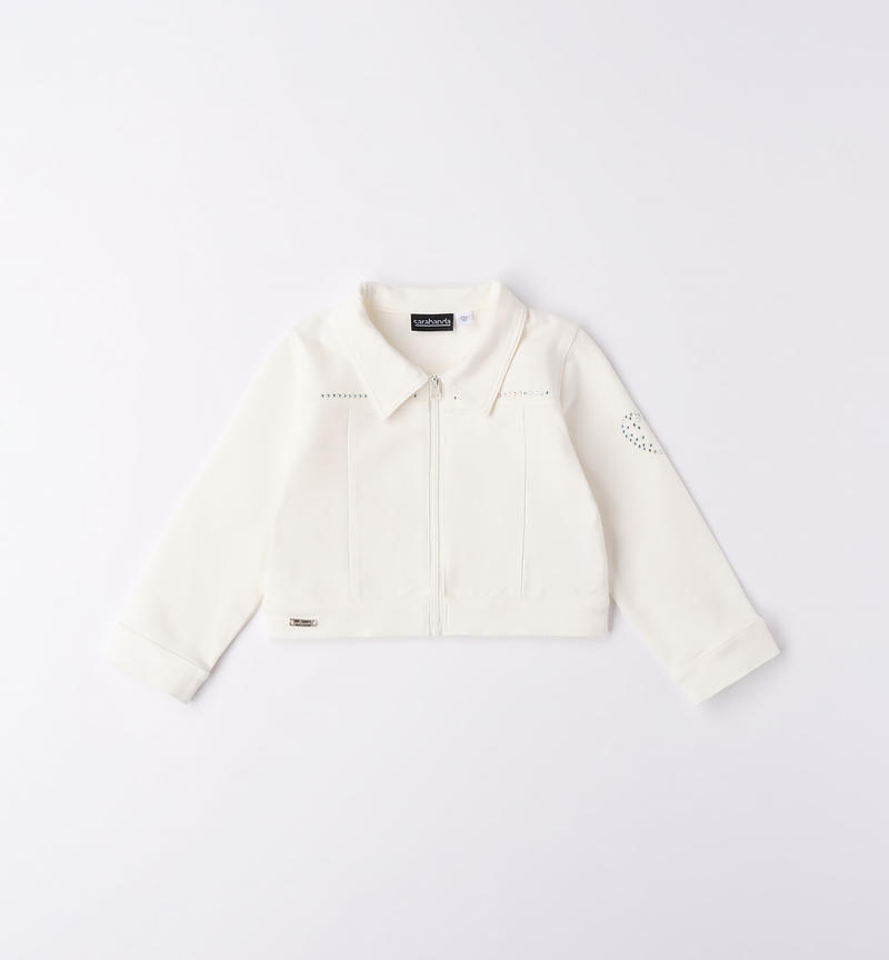 Sarabanda jacket with rhinestones for girls from 9 months to 8 years PANNA-0112