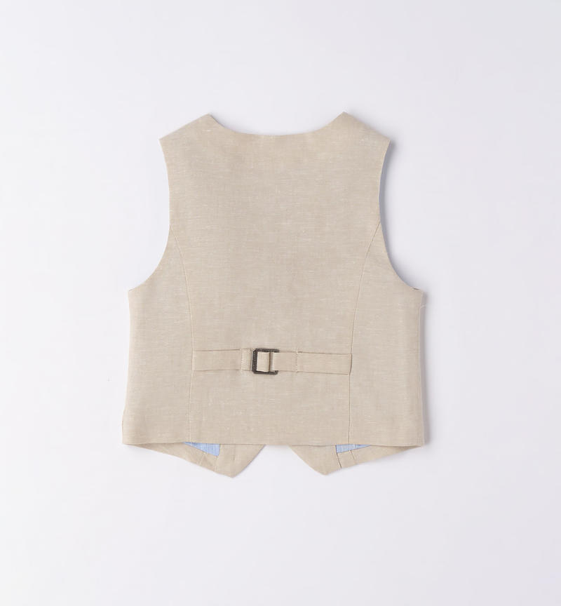 Sarabanda elegant waistcoat for boys from 9 months to 8 years BEIGE-0435