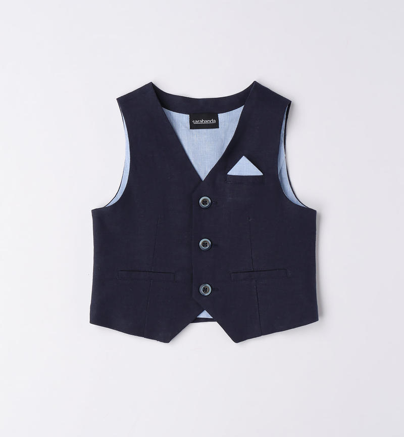 Sarabanda elegant waistcoat for boys from 9 months to 8 years NAVY-3854