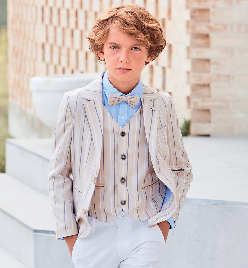 Sarabanda beige waistcoat for boys from 8 to 16 years BEIGE-0435