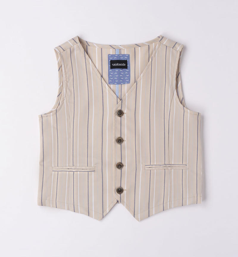 Sarabanda beige waistcoat for boys from 8 to 16 years BEIGE-0435