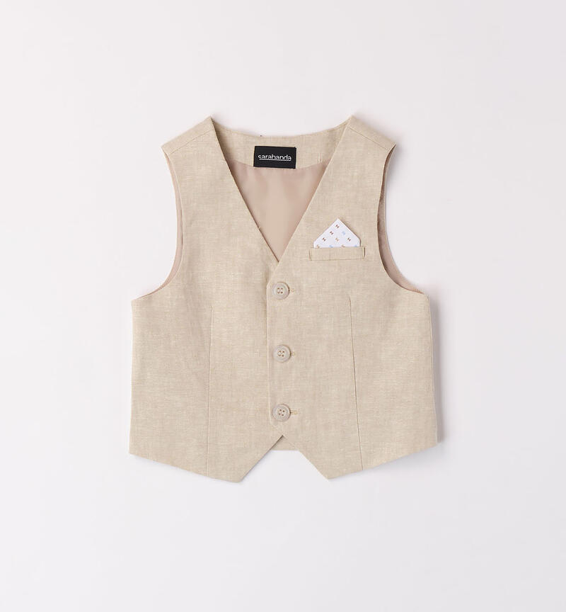 Boys' formal waistcoat BEIGE-0435