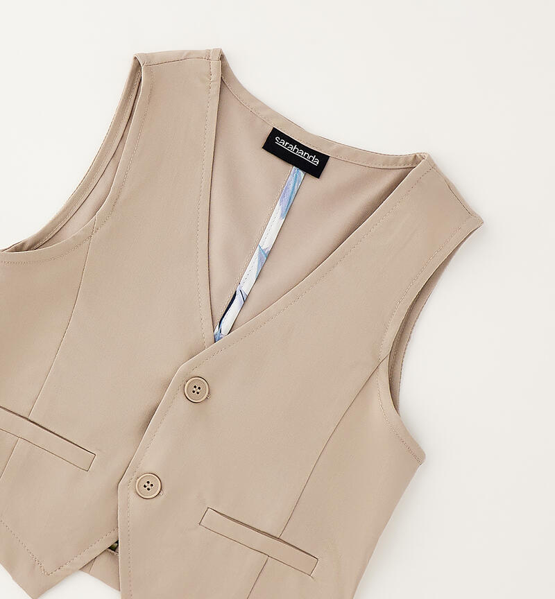 Formal waistcoat for boys BEIGE SCURO-0445