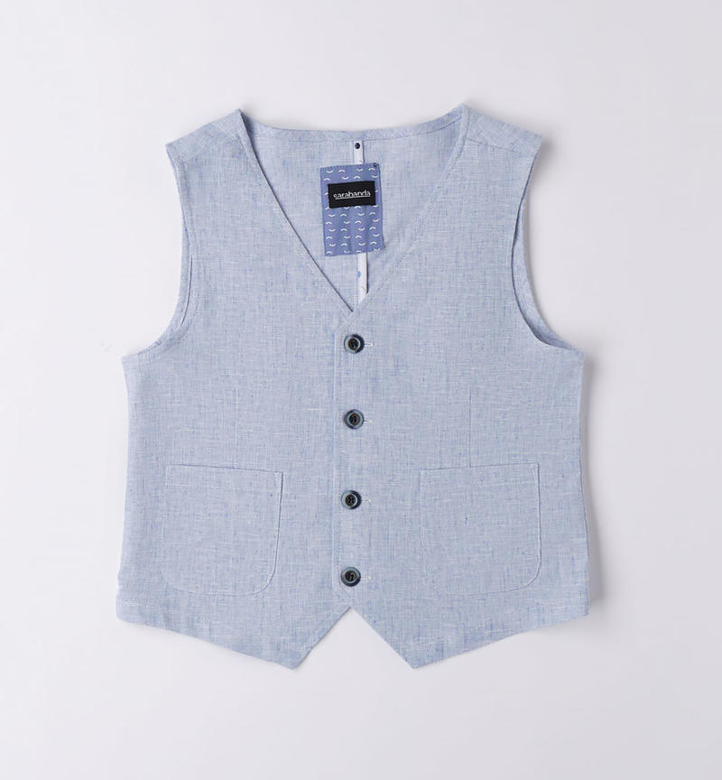 Sarabanda elegant linen waistcoat for boys from 8 to 16 years AVION-3621