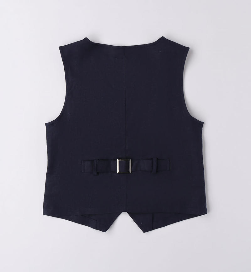 Sarabanda elegant linen waistcoat for boys from 8 to 16 years NAVY-3854