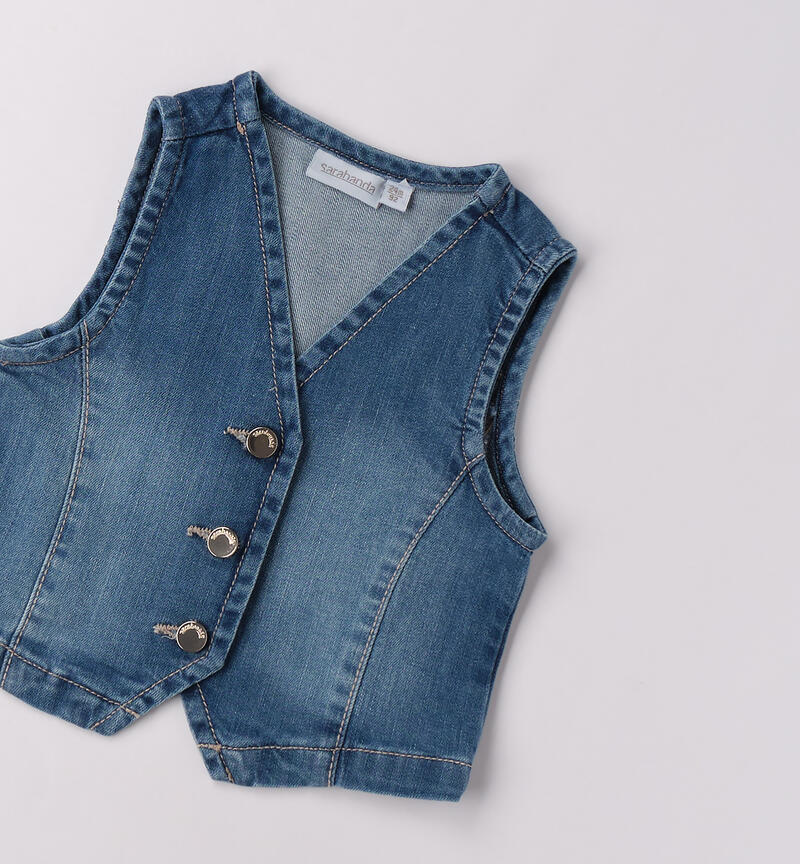 Gilet jeans bambina STONE WASHED CHIARO-7400