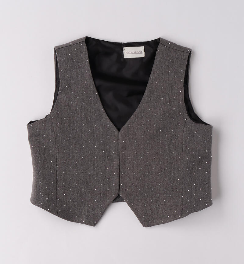 Gilet per ragazza GRIGIO MELANGE SCURO-8994
