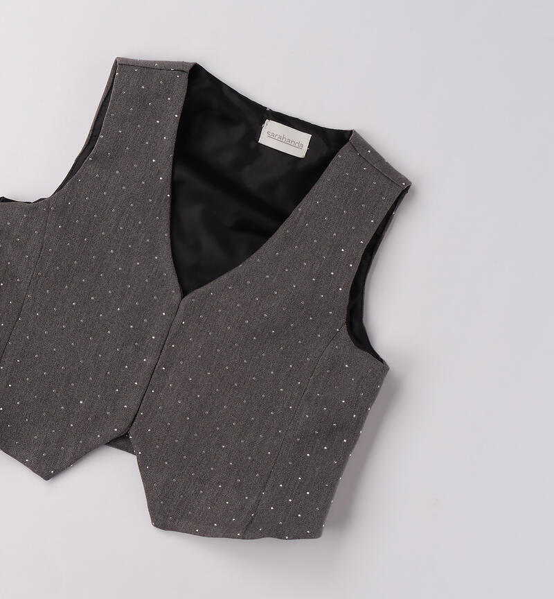 Gilet per ragazza GRIGIO MELANGE SCURO-8994