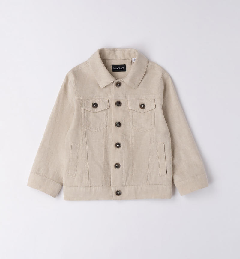 Sarabanda linen jacket for boys from 9 months to 8 years BEIGE-0435