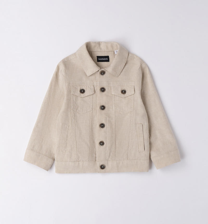 Giubbotto bambino in lino da 9 mesi a 8 anni Sarabanda BEIGE-0435