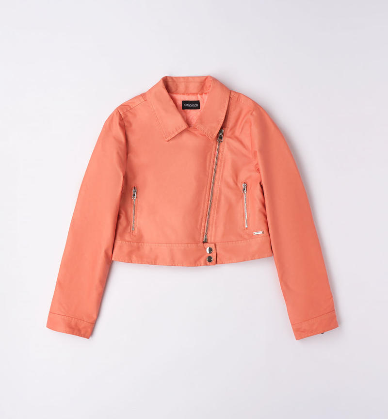 Sarabanda biker jacket for girls from 8 to 16 years MANDARINO-2132