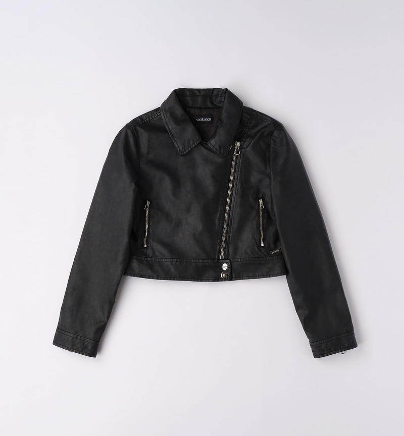 Sarabanda biker jacket for girls from 8 to 16 years NERO-0658