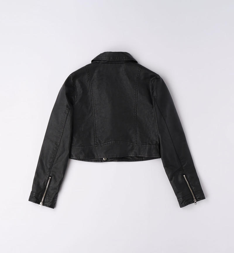 Sarabanda biker jacket for girls from 8 to 16 years NERO-0658