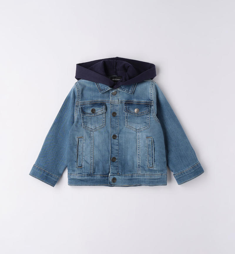 Giubbotto jeans con cappuccio per bambino da 9 mesi a 8 anni Sarabanda STONE BLEACH-7350