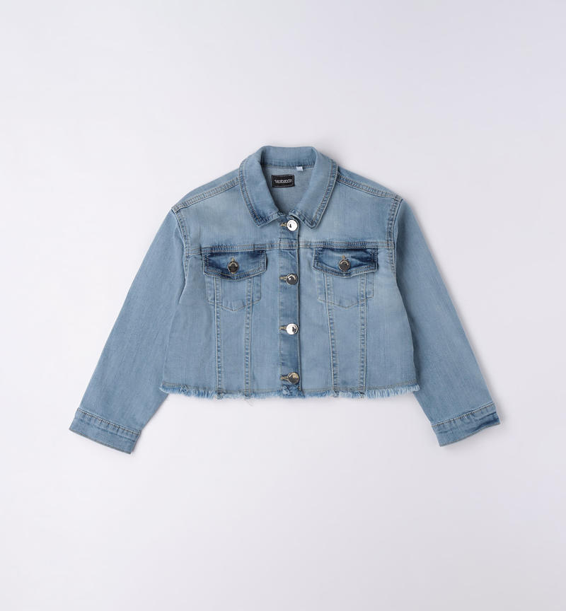 Sarabanda denim jacket for girls from 8 to 16 years BLU CHIARO LAVATO-7310