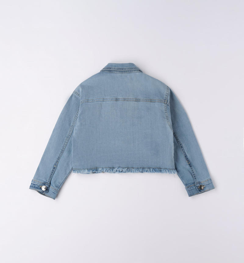 Sarabanda denim jacket for girls from 8 to 16 years BLU CHIARO LAVATO-7310