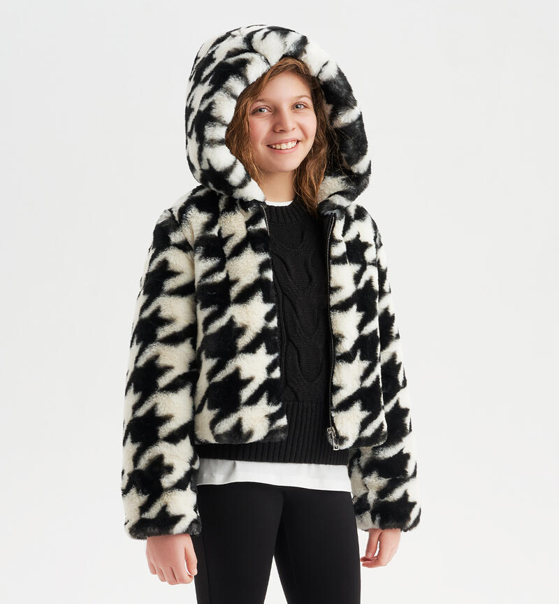 Sarabanda winter jacket for girls from 8 to 16 years PANNA-NERO-6K81