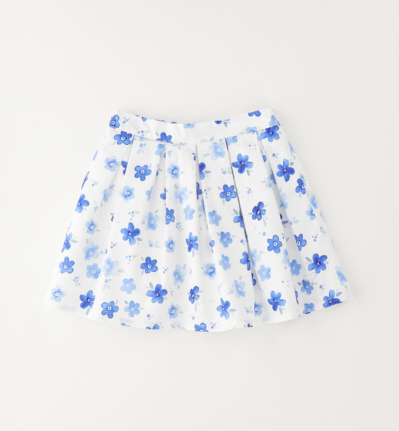 Gonna 100% cotone bambina BIANCO-AZZURRO-6CAN