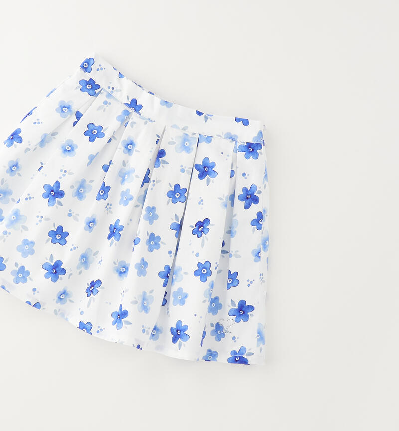 Gonna 100% cotone bambina BIANCO-AZZURRO-6CAN