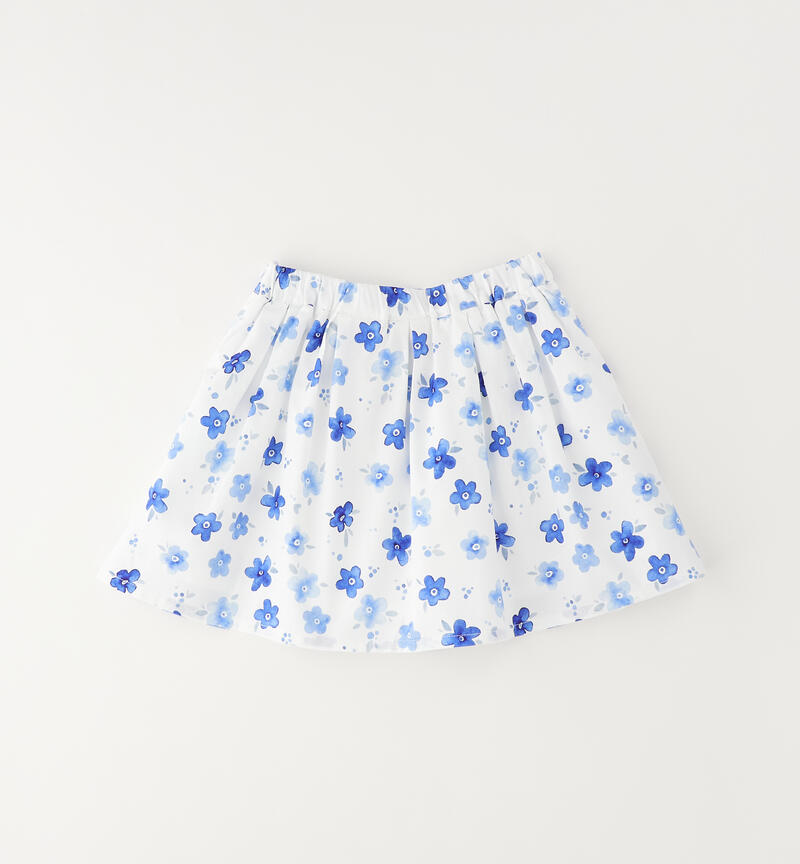 Gonna 100% cotone bambina BIANCO-AZZURRO-6CAN