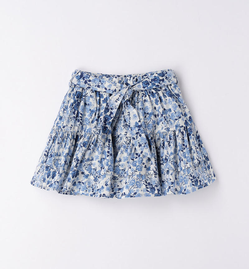Sarabanda floral skirt for girls from 9 months to 8 years PANNA-AZZURRO-6VQ4