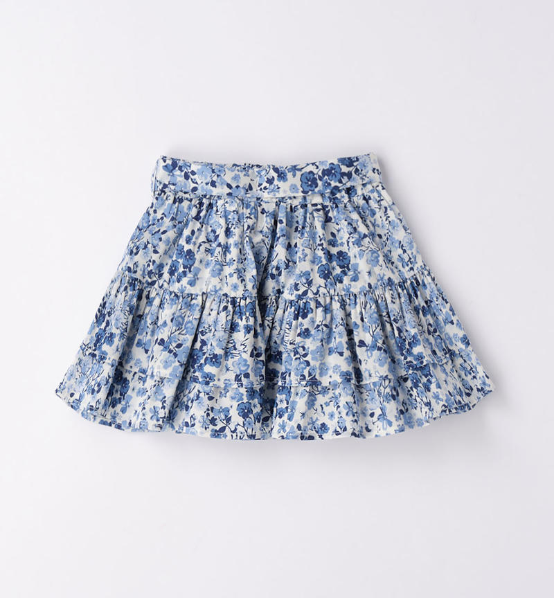 Sarabanda floral skirt for girls from 9 months to 8 years PANNA-AZZURRO-6VQ4